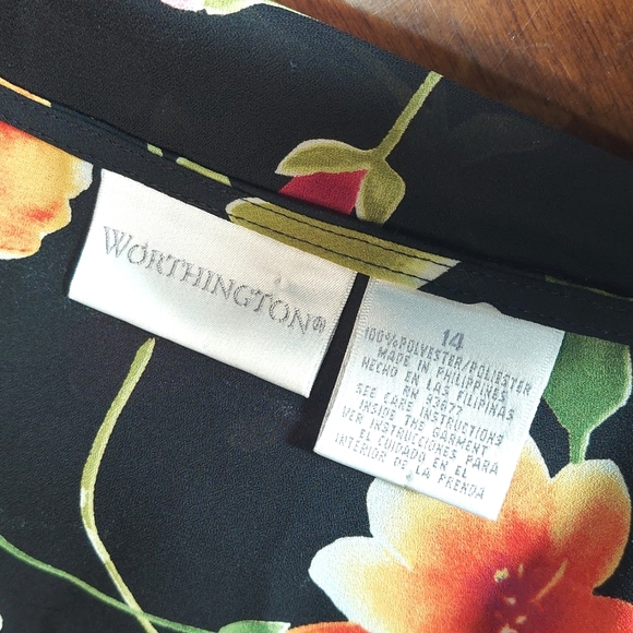 Woman's Worthington Floral Sheer Wrap Blouse - Picture 7 of 7